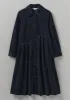 Panelled Organic Needlecord Dress | Navy sold by TOAST