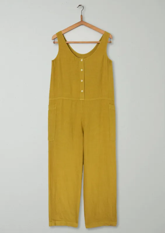Reworn Linen Sleeveless Jumpsuit Size XS (300) | Citrus Green sold by TOAST