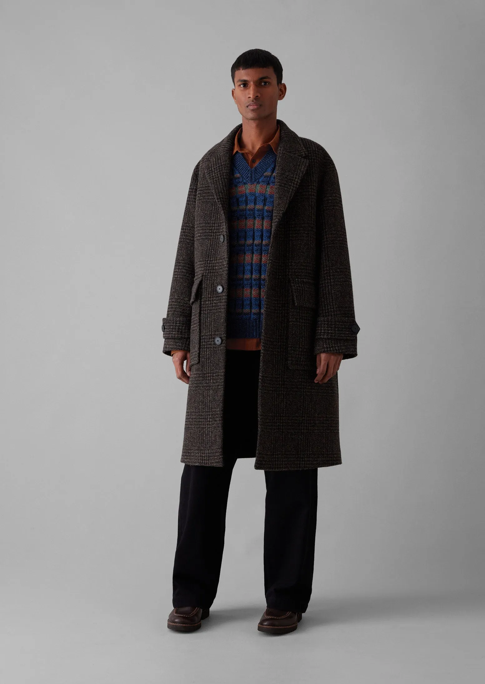 Check Wool Overcoat | Brown Marl sold by TOAST product image thumbnail 4