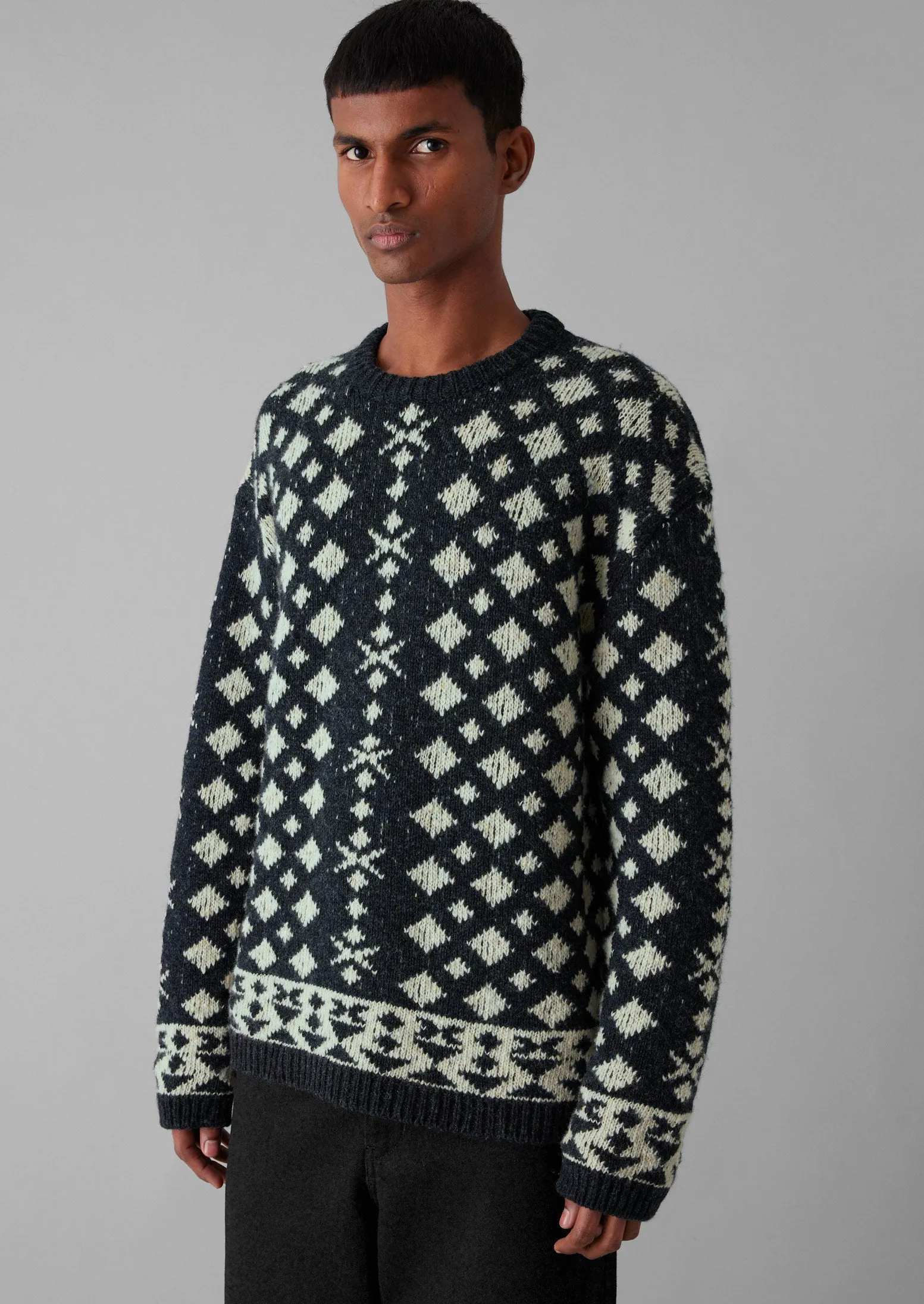 Donegal Wool Jacquard Sweater | Charcoal Melange sold by TOAST product image thumbnail 4