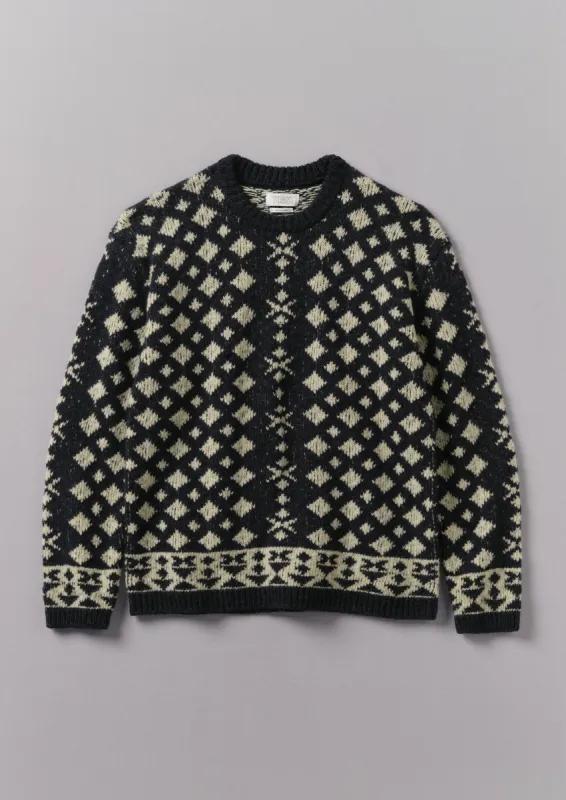 Donegal Wool Jacquard Sweater | Charcoal Melange sold by TOAST