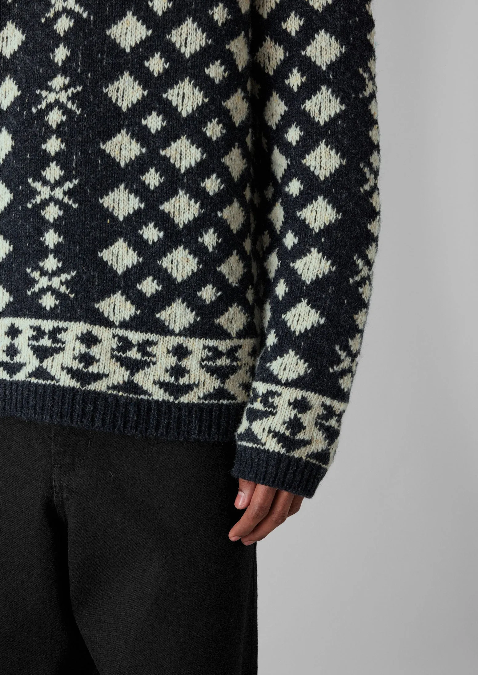 Donegal Wool Jacquard Sweater | Charcoal Melange sold by TOAST product image thumbnail 5
