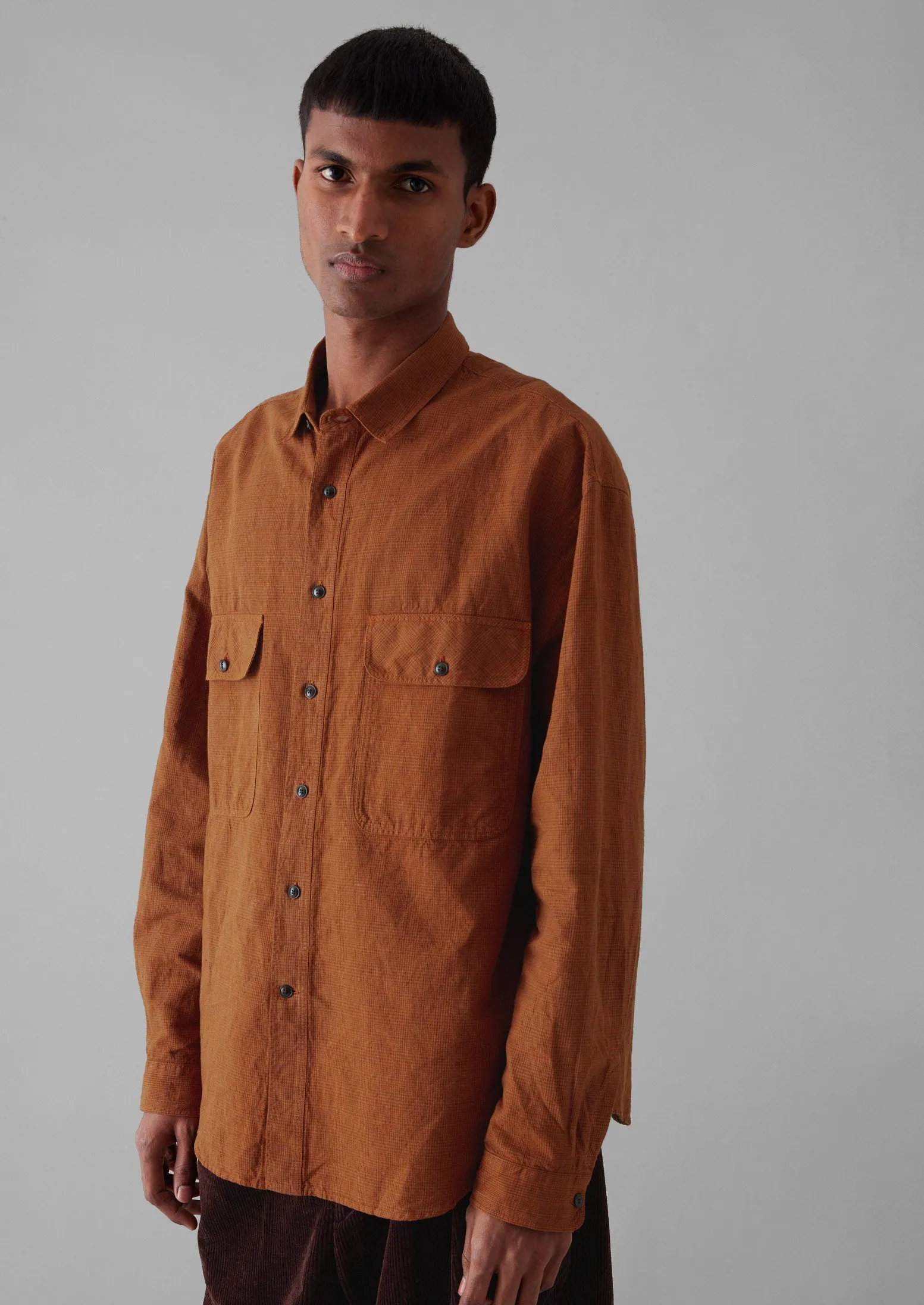 Overdyed Check Workwear Shirt | Mars Red sold by TOAST product image thumbnail 2
