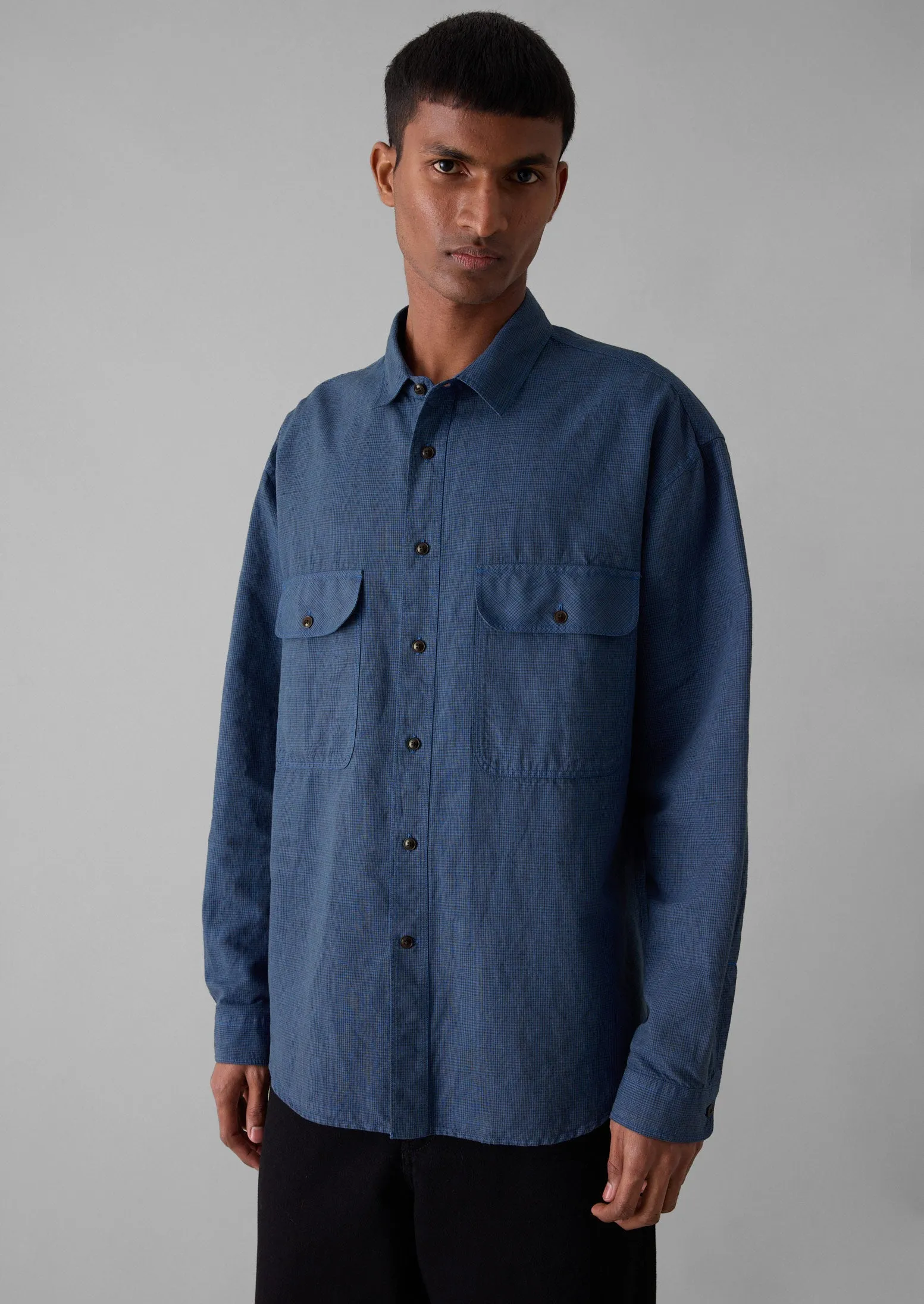 Overdyed Check Workwear Shirt | Neptune Blue sold by TOAST product image thumbnail 2
