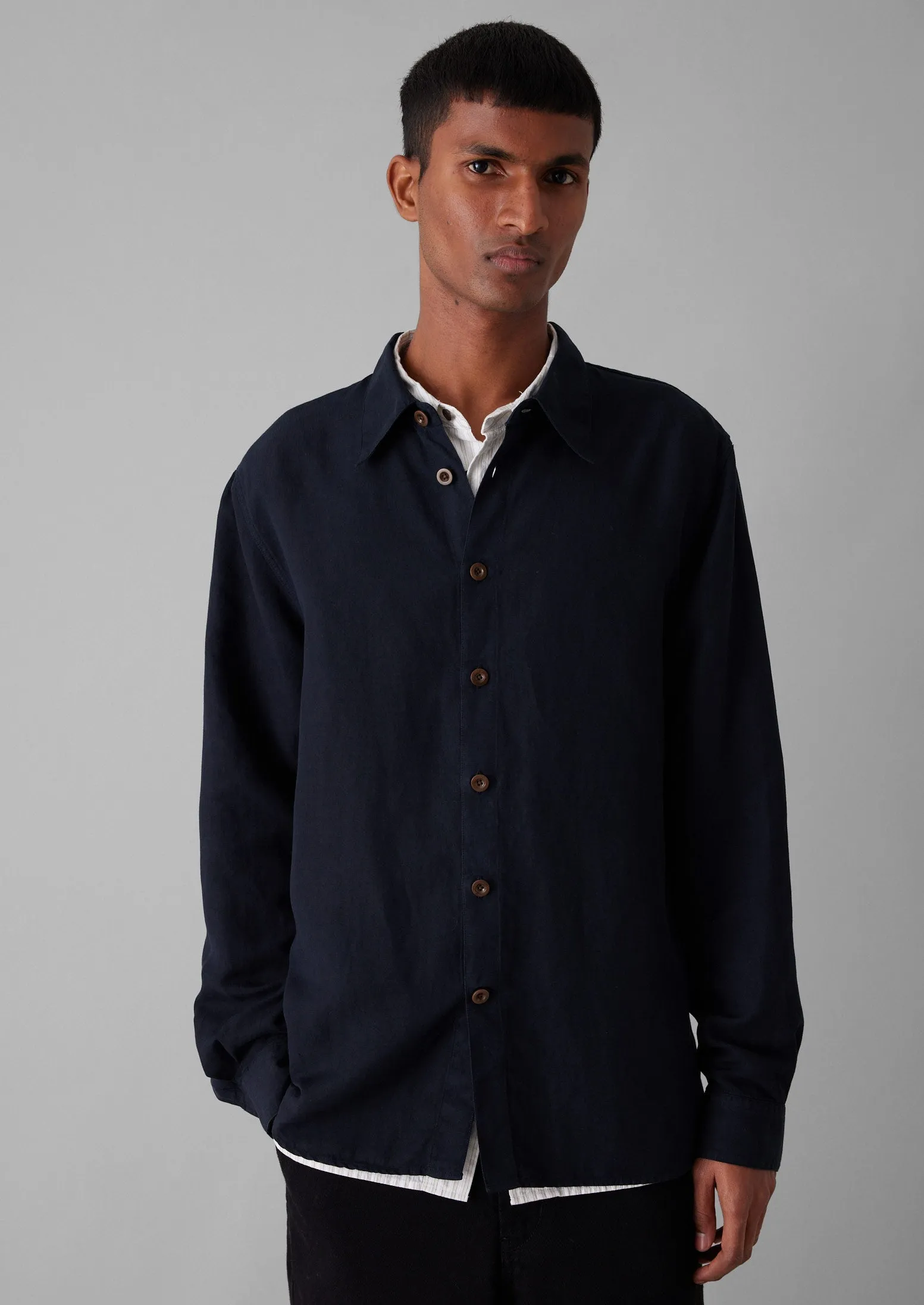 Garment Dyed Point Collar Shirt | Midnight sold by TOAST product image thumbnail 3