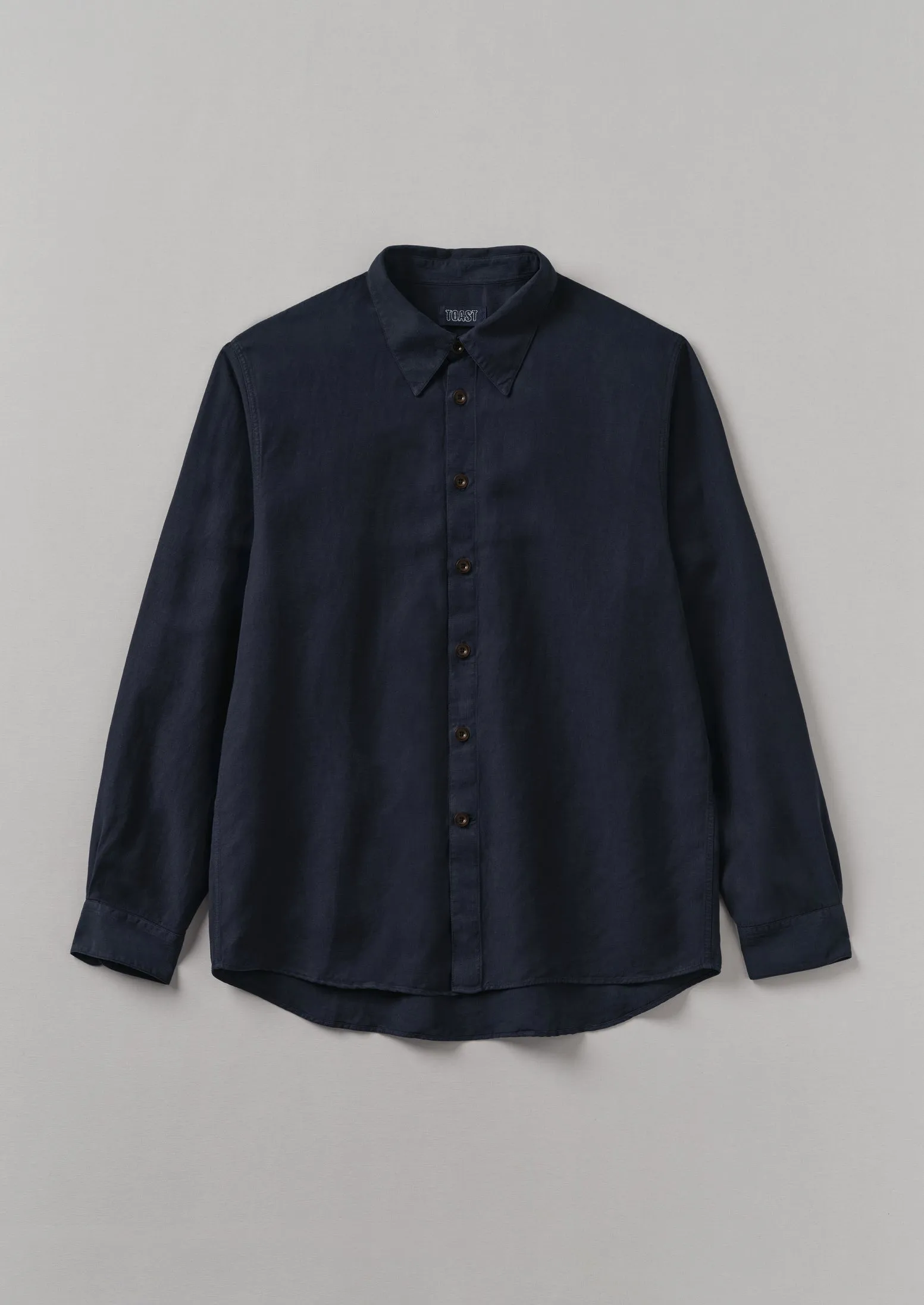 Garment Dyed Point Collar Shirt | Midnight sold by TOAST