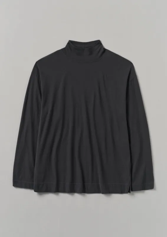 Brushed Cotton High Neck Lounge Top | Soft Charcoal sold by TOAST