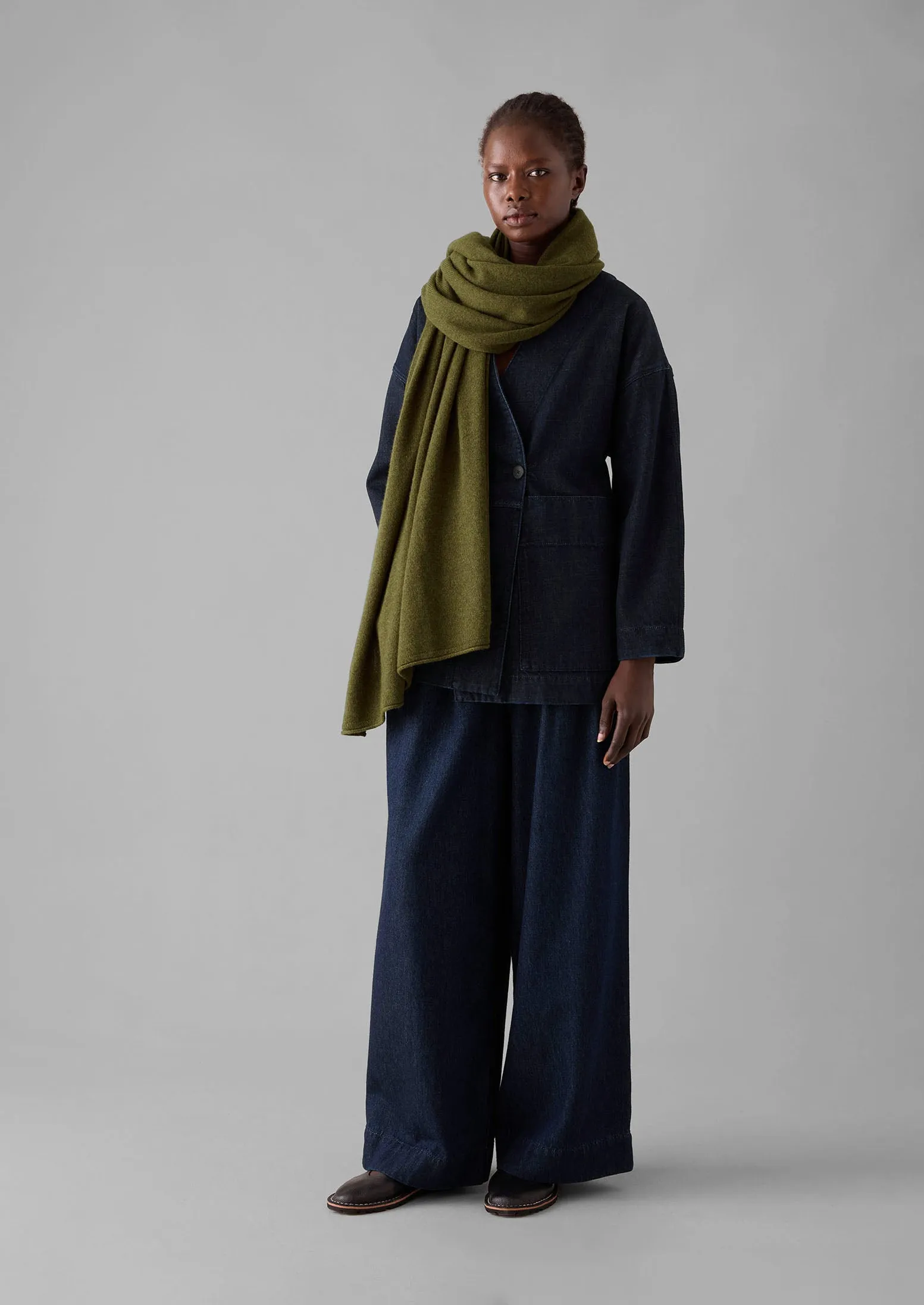 Cashmere Wool Wrap Scarf | Olive sold by TOAST product image thumbnail 3