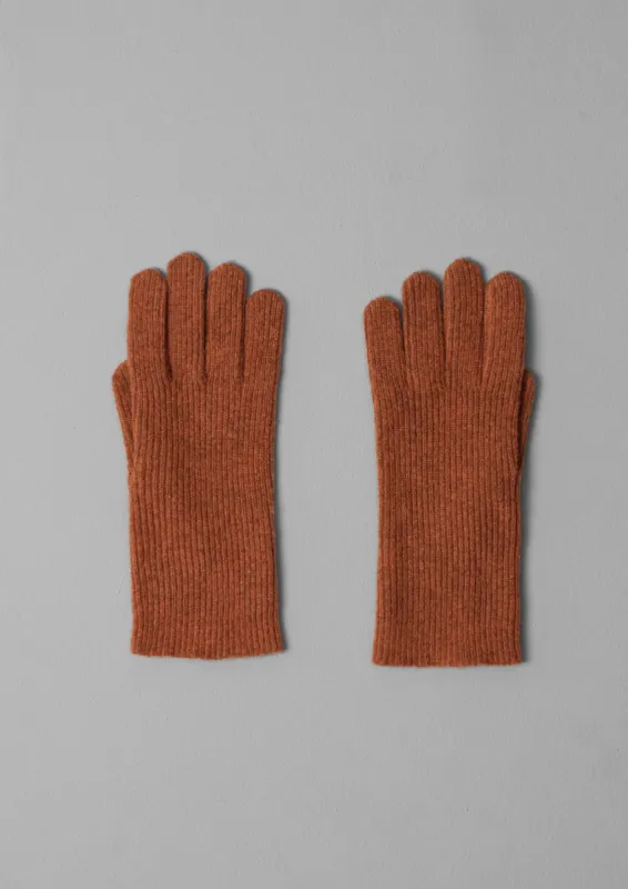 Hestra Ribbed Knitted Gloves | Burnt Ochre sold by TOAST