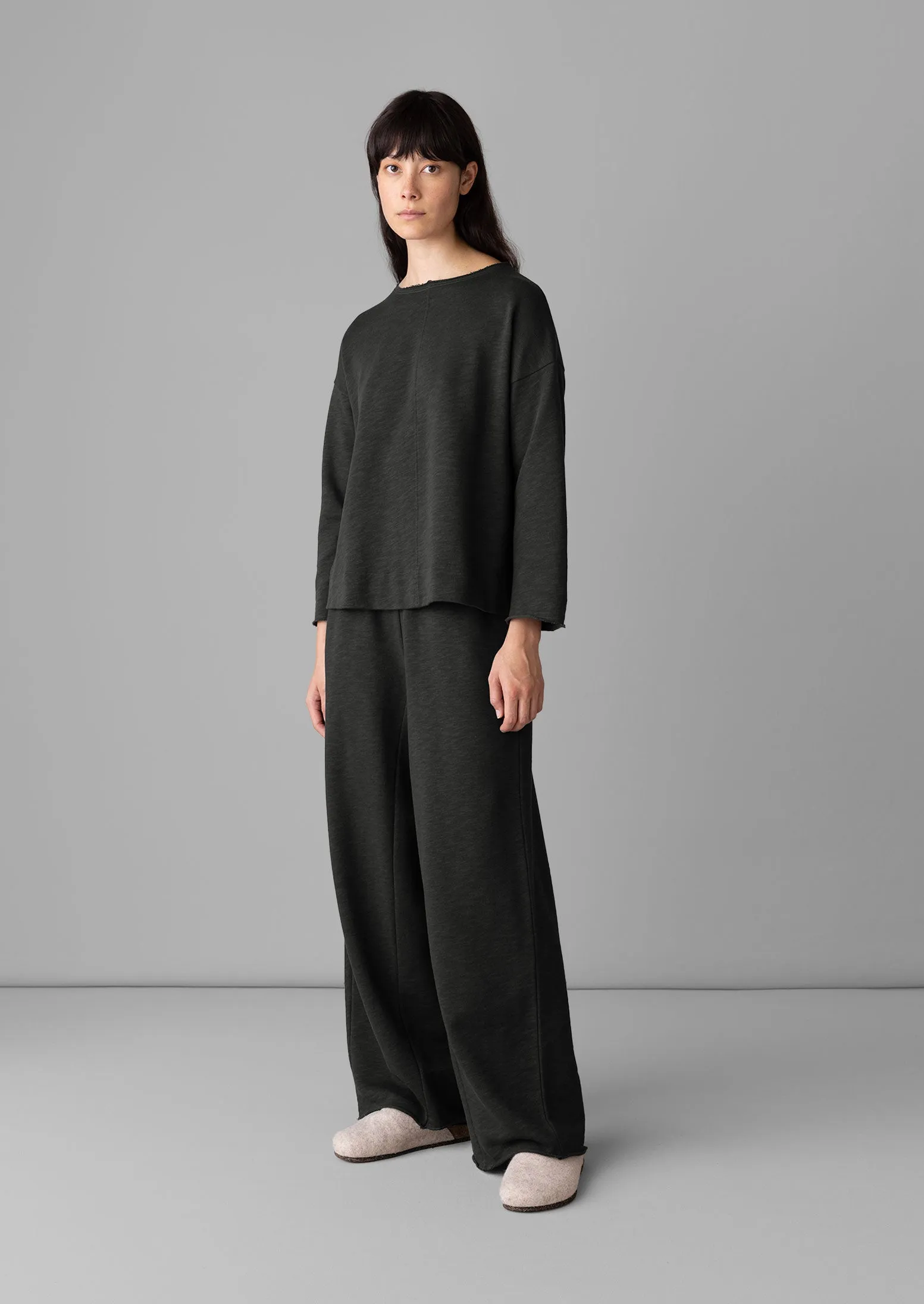 Loopback Jersey Wide Leg Trousers | Charcoal sold by TOAST product image thumbnail 4