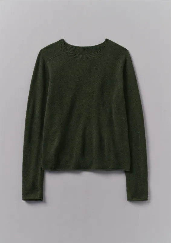 Wool Cashmere Neat Sweater | Dark Olive sold by TOAST