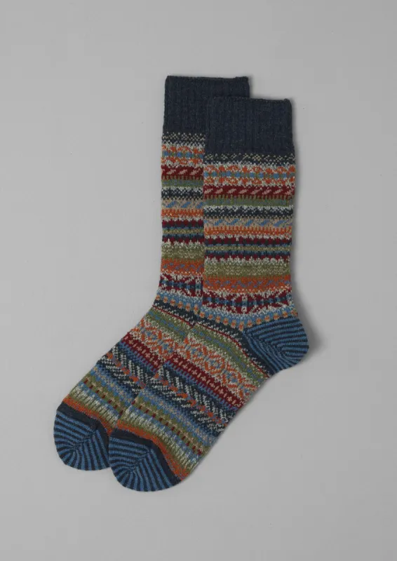 Chup Pattern Wool Blend Socks | Blue Multi sold by TOAST