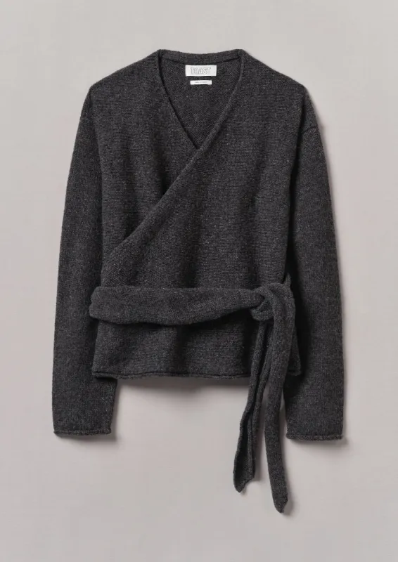 V-Neck Wool Wrap Cardigan | Charcoal sold by TOAST