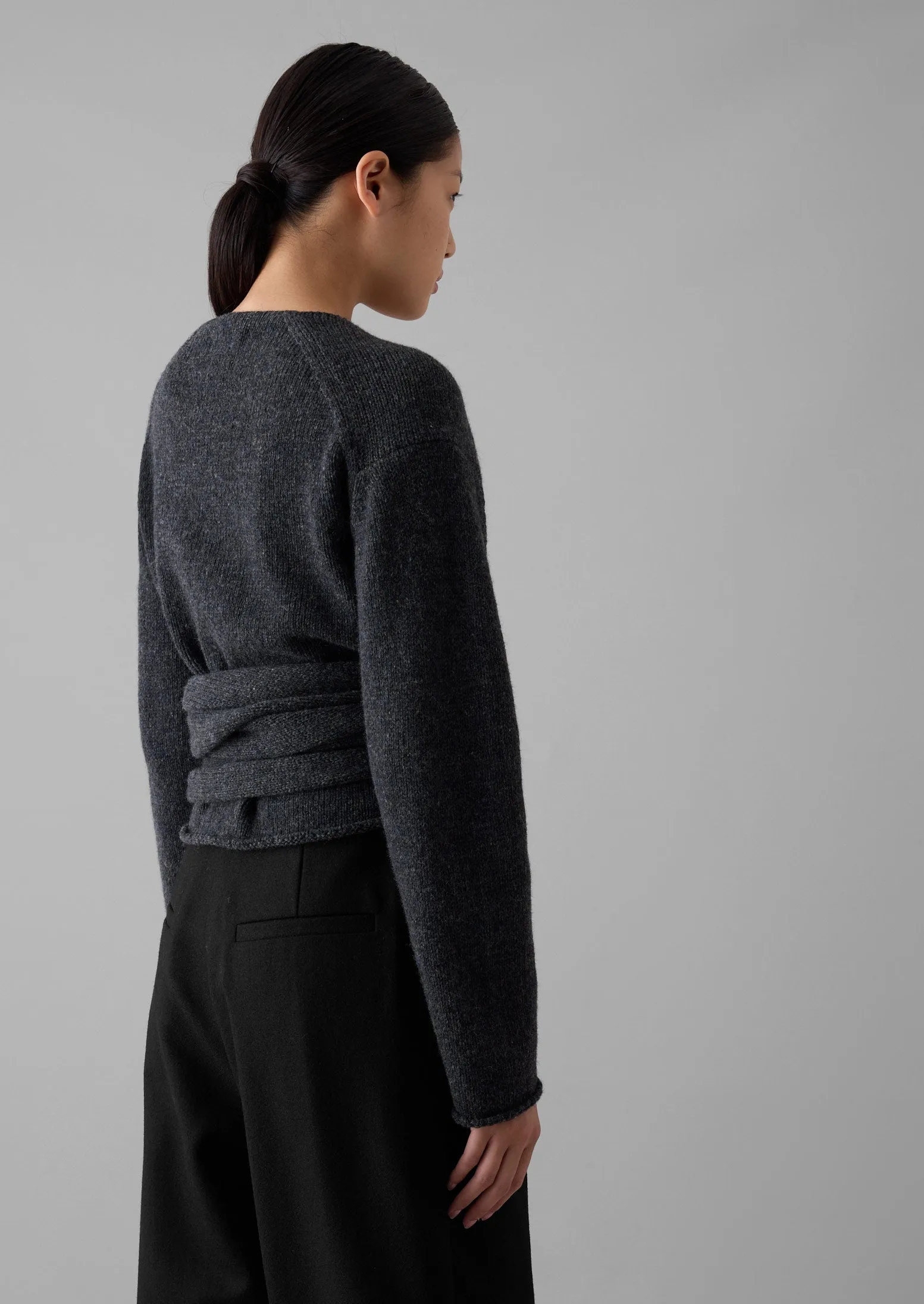 V-Neck Wool Wrap Cardigan | Charcoal sold by TOAST product image thumbnail 5