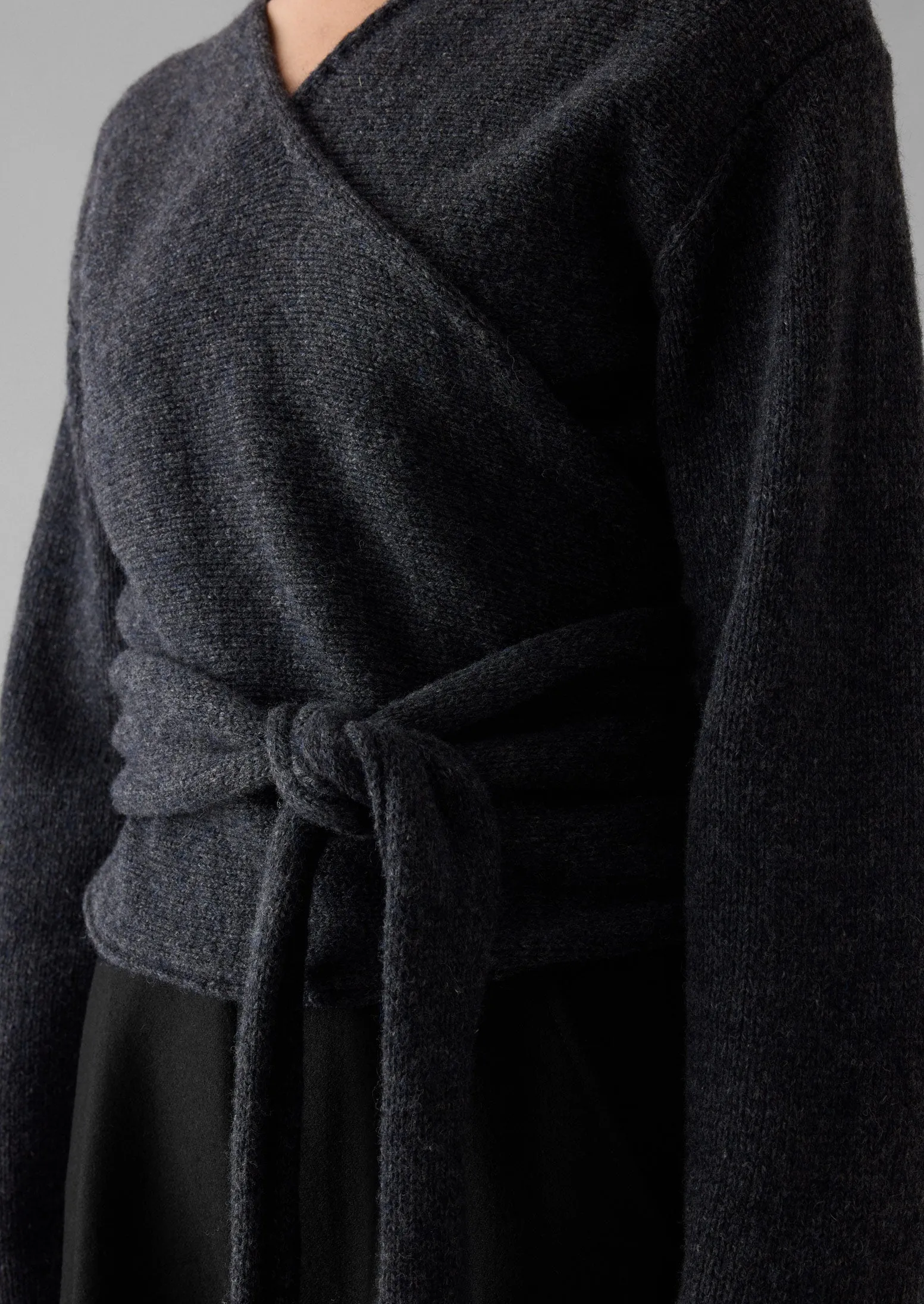 V-Neck Wool Wrap Cardigan | Charcoal sold by TOAST product image thumbnail 2