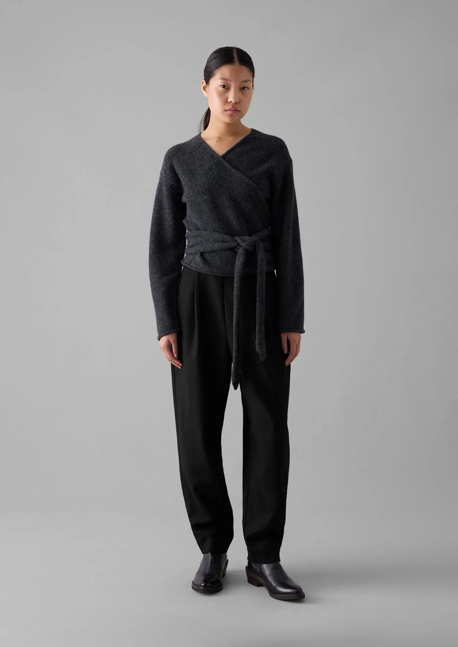 V-Neck Wool Wrap Cardigan | Charcoal sold by TOAST product image thumbnail 3