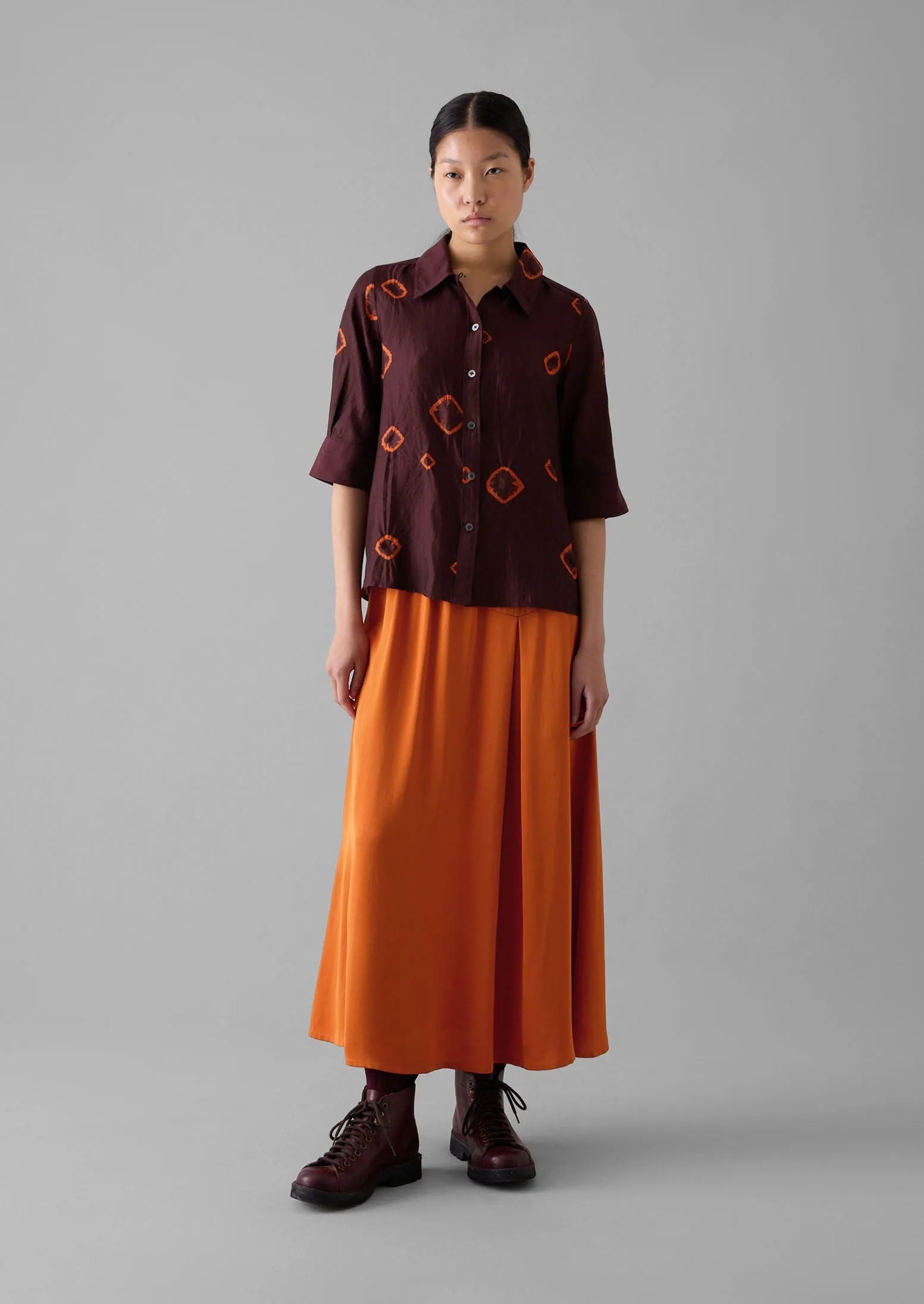 Gia Hand Shibori Silk Shirt | Bordeaux/Red Carnelian sold by TOAST product image thumbnail 2