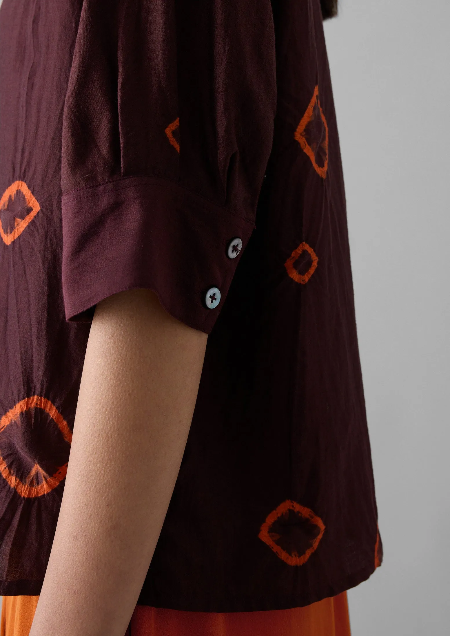 Gia Hand Shibori Silk Shirt | Bordeaux/Red Carnelian sold by TOAST product image thumbnail 3