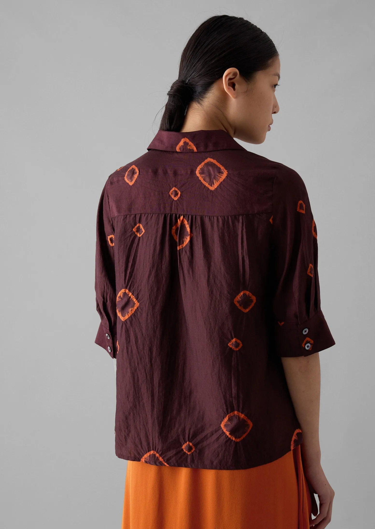 Gia Hand Shibori Silk Shirt | Bordeaux/Red Carnelian sold by TOAST product image thumbnail 4