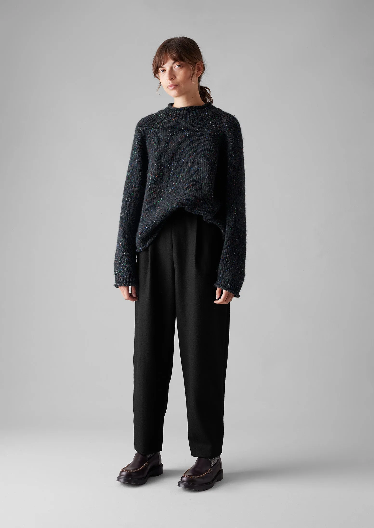 Wool Flannel Pleat Front Trousers | Black sold by TOAST product image thumbnail 3