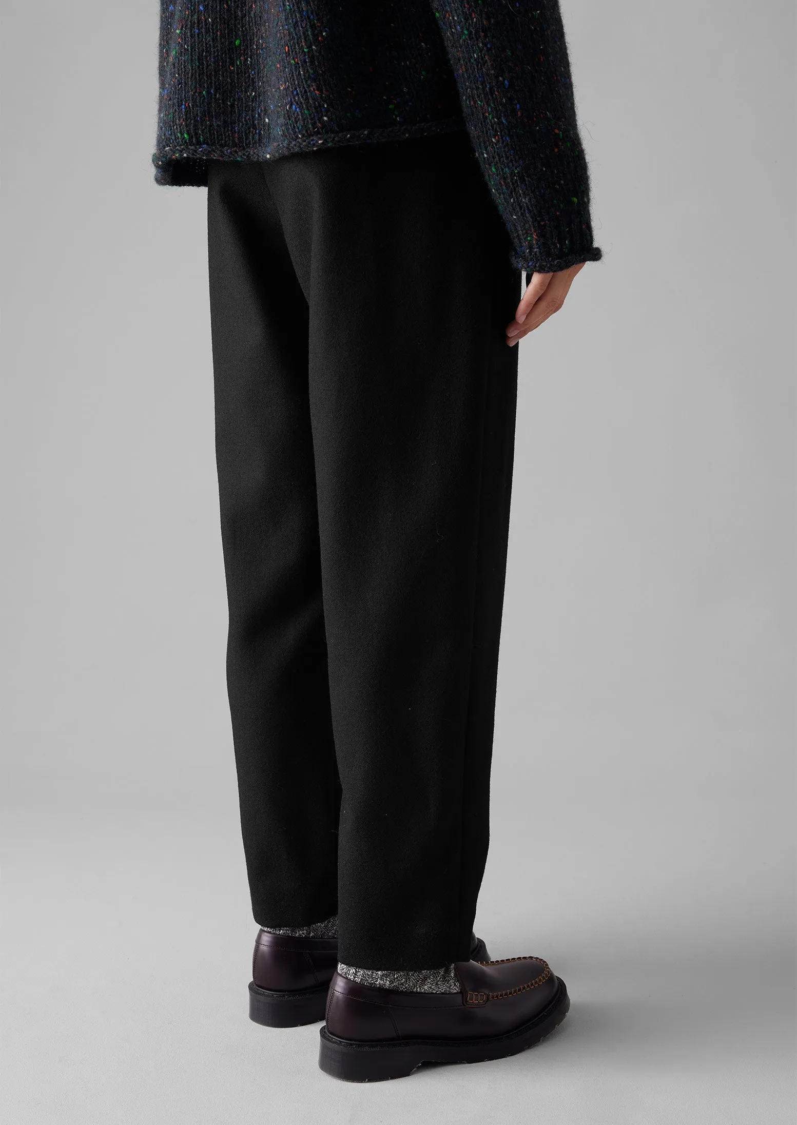 Wool Flannel Pleat Front Trousers | Black sold by TOAST product image thumbnail 5