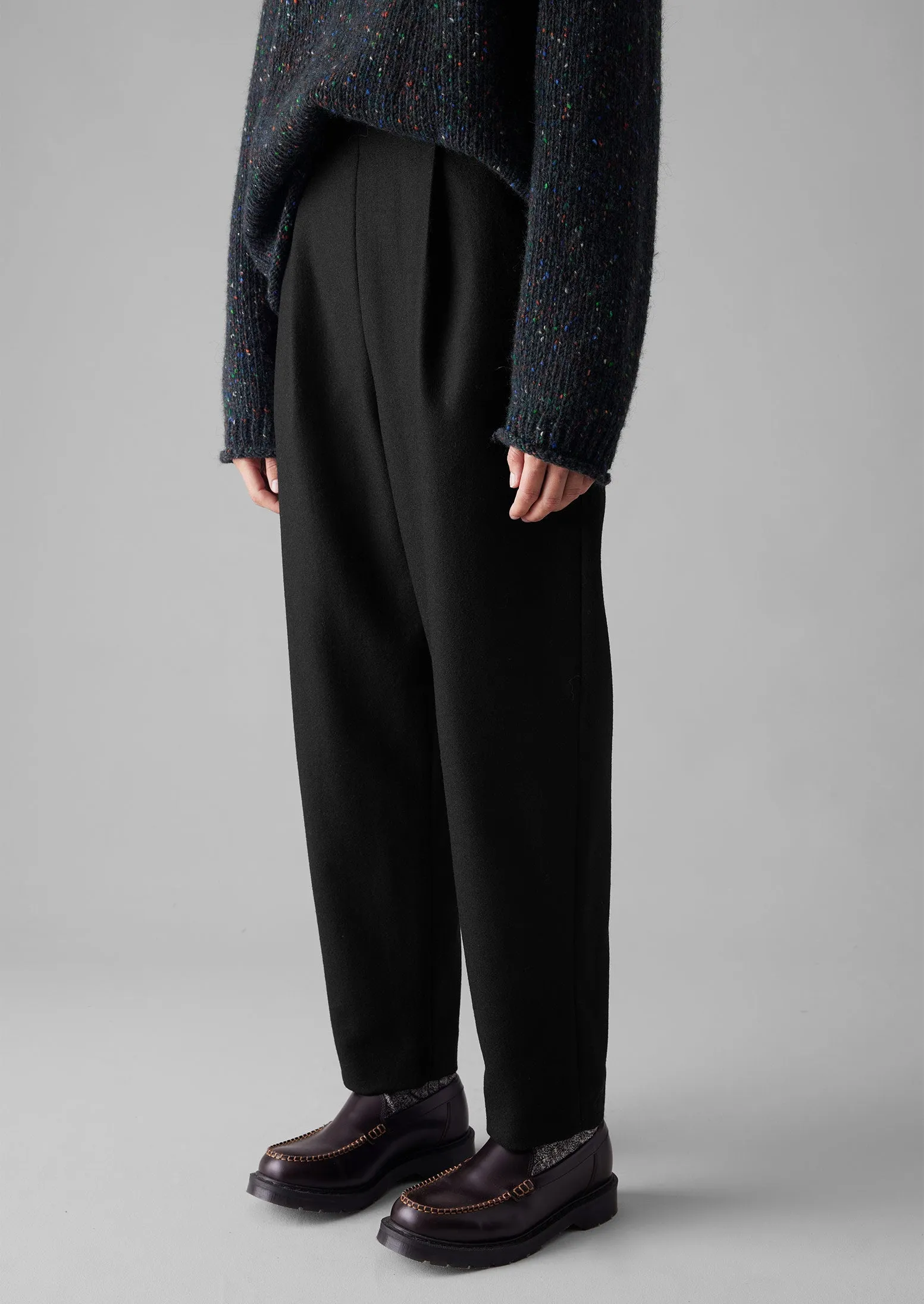 Wool Flannel Pleat Front Trousers | Black sold by TOAST product image thumbnail 2