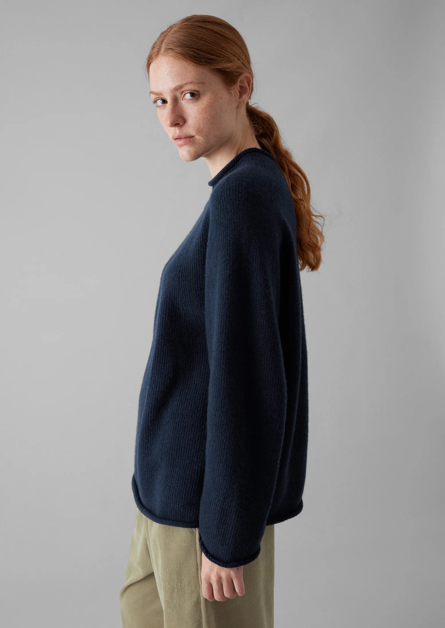Seamless Recycled Cashmere Sweater | Navy sold by TOAST product image thumbnail 3