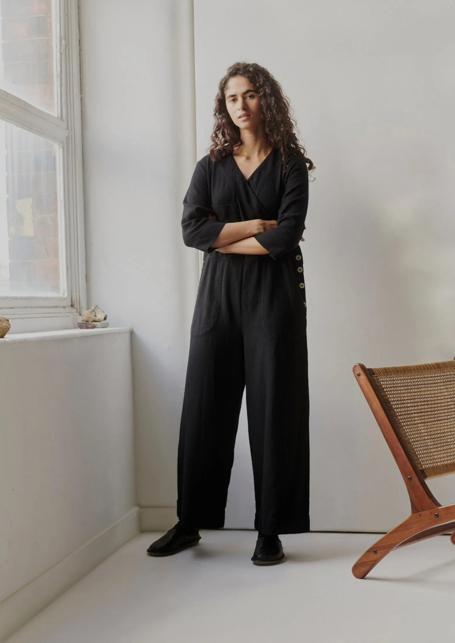 Brushed Cotton Linen Jumpsuit | Slate sold by TOAST product image thumbnail 2