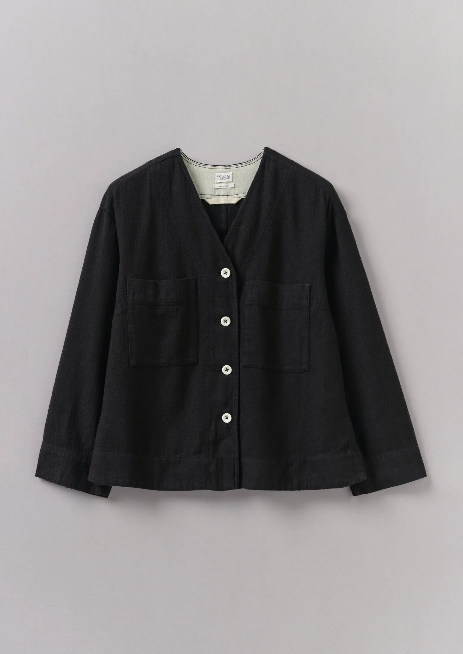 Brushed Cotton Linen Herringbone Top | Slate sold by TOAST