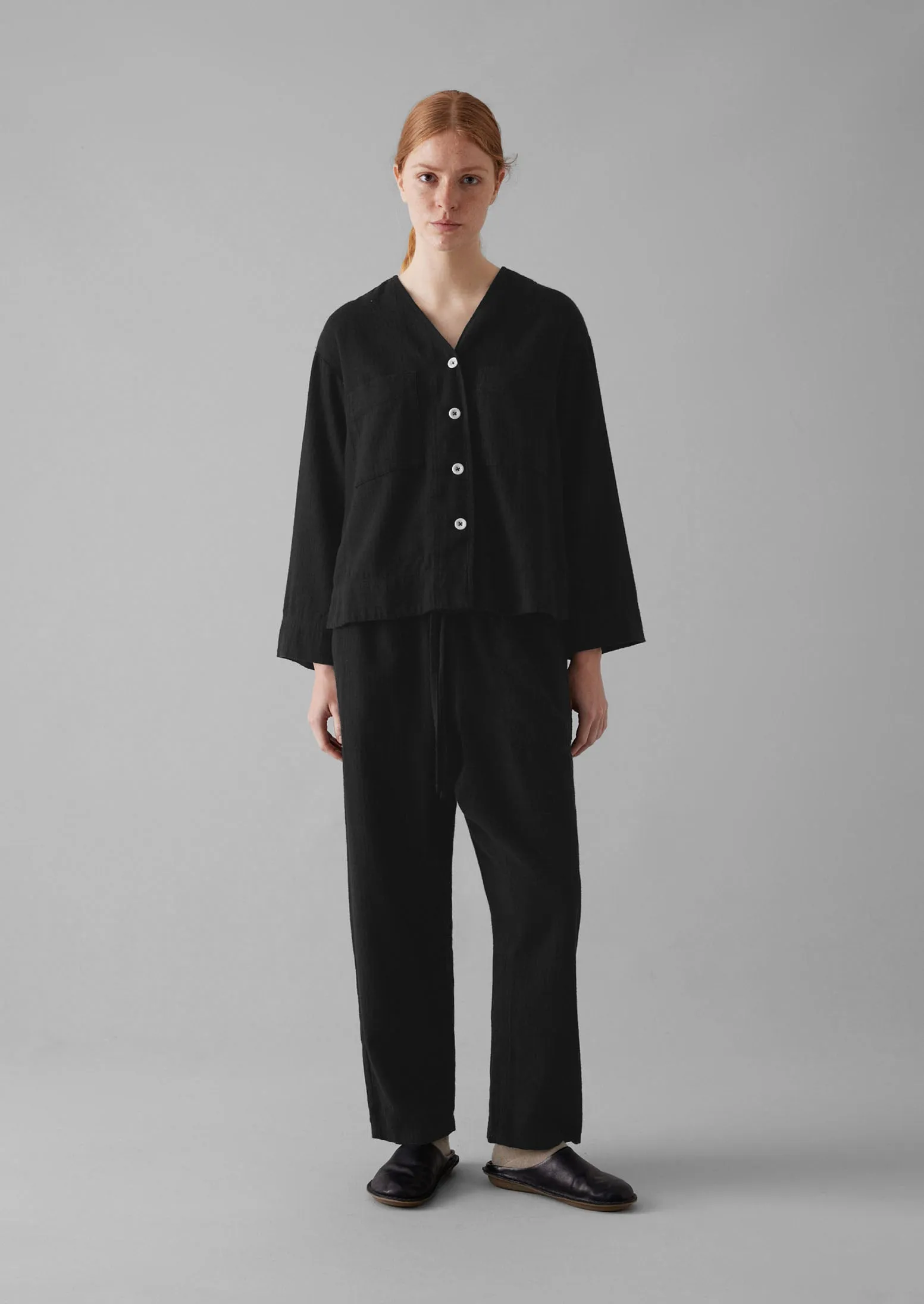 Brushed Cotton Linen Herringbone Top | Slate sold by TOAST product image thumbnail 5