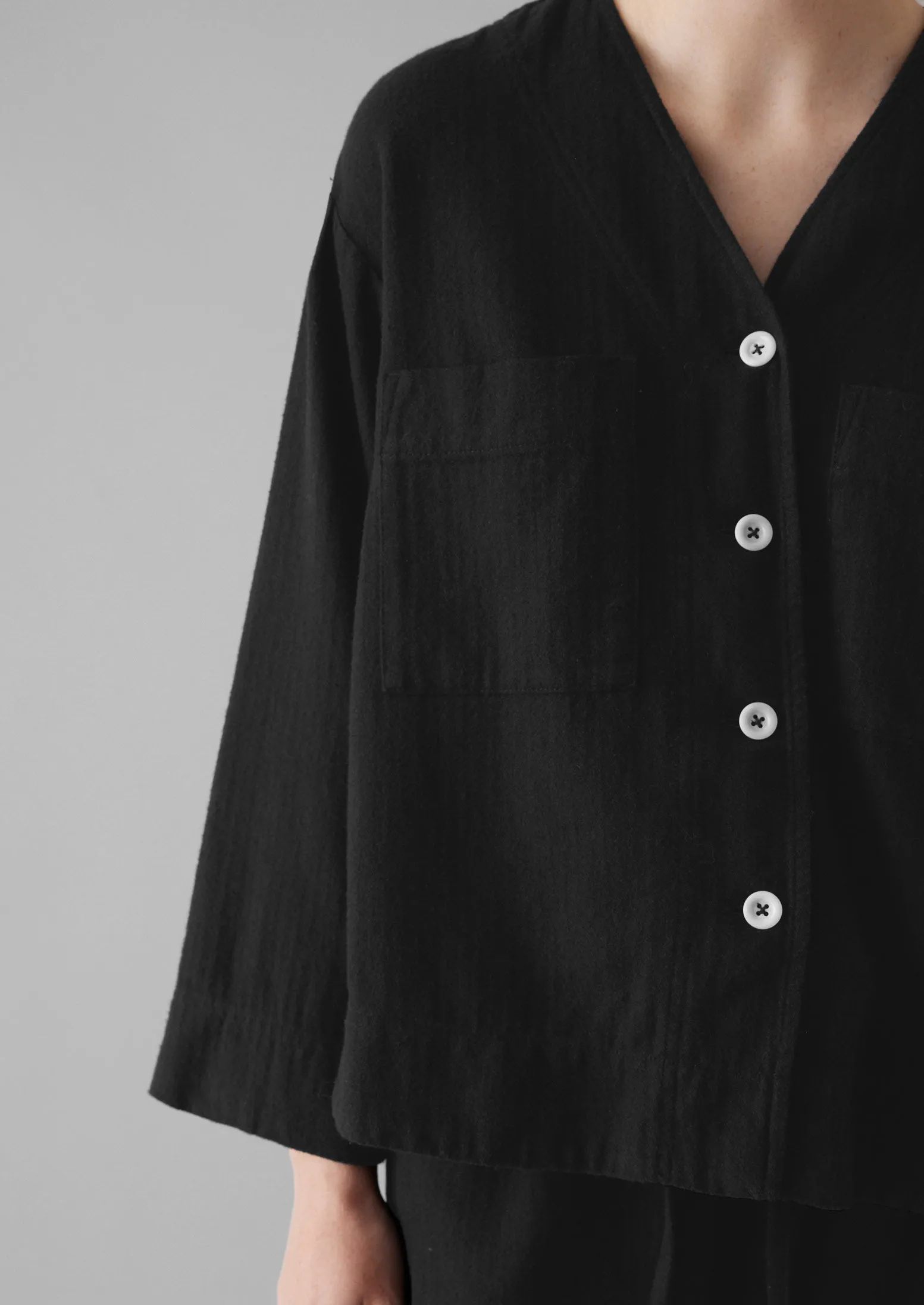 Brushed Cotton Linen Herringbone Top | Slate sold by TOAST product image thumbnail 2