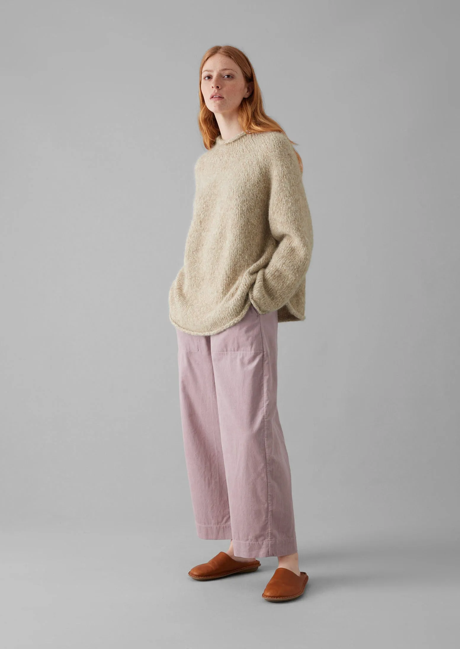 Organic Cord Barrel Leg Trousers | Wood Lilac sold by TOAST product image thumbnail 2