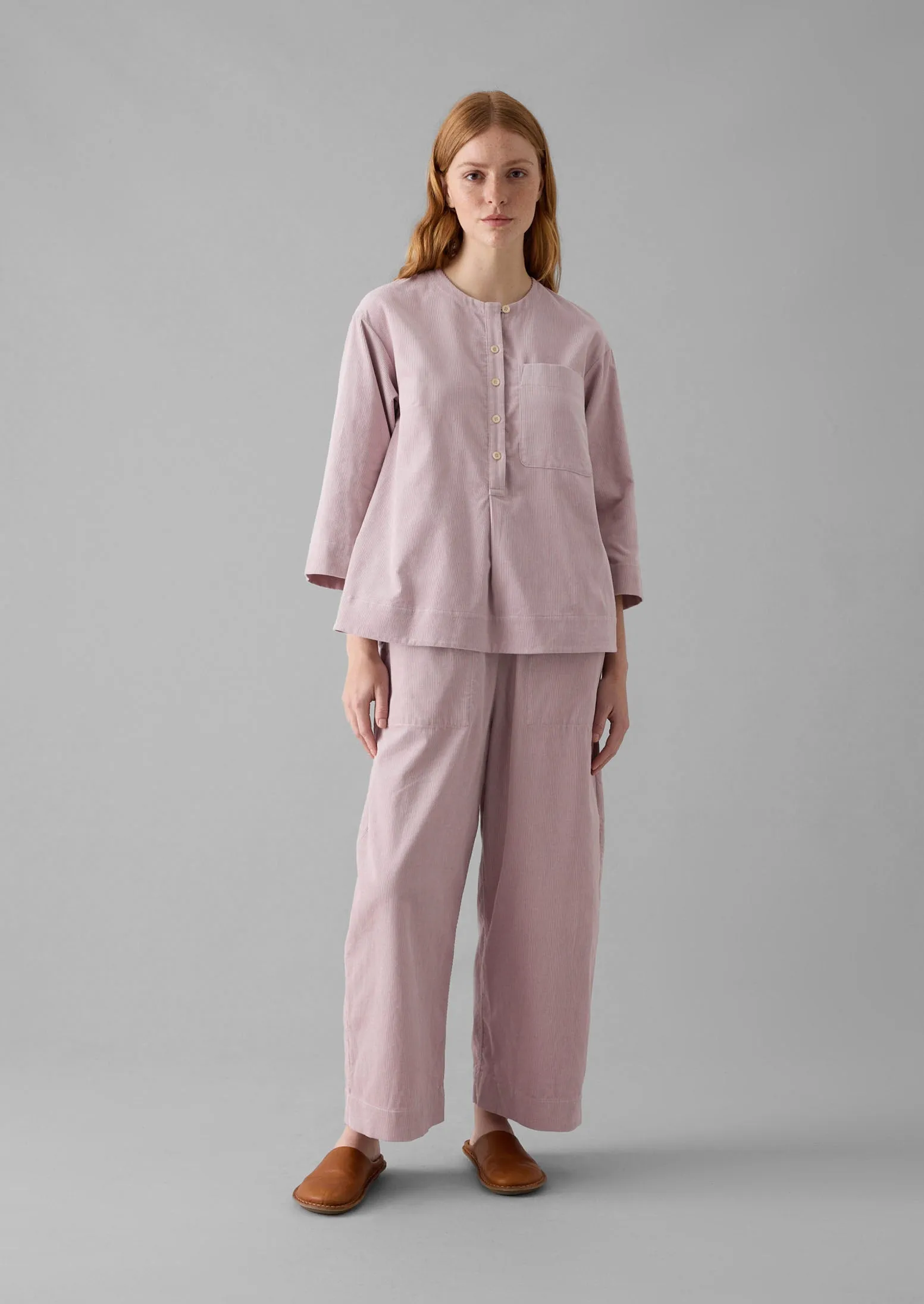 Organic Cord Barrel Leg Trousers | Wood Lilac sold by TOAST product image thumbnail 3