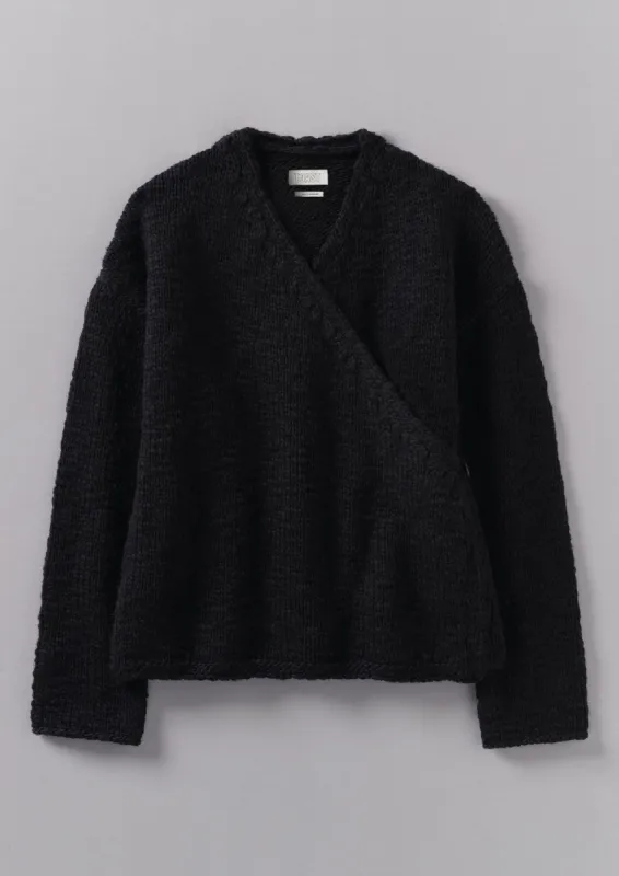 Wool Knitted Wrap Jacket | Black sold by TOAST