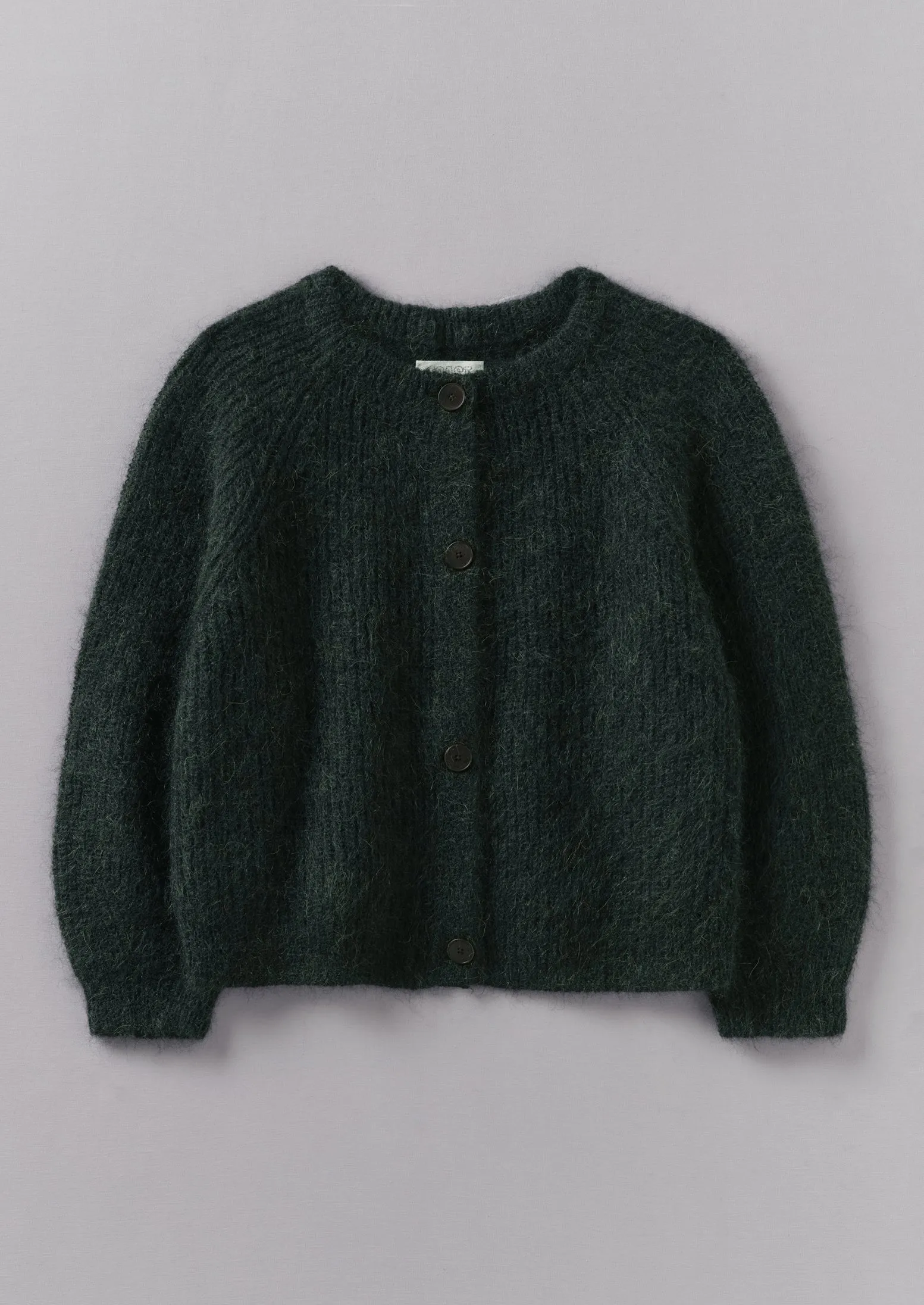 Ribbed Mohair Blend Cardigan | Deep Forest sold by TOAST