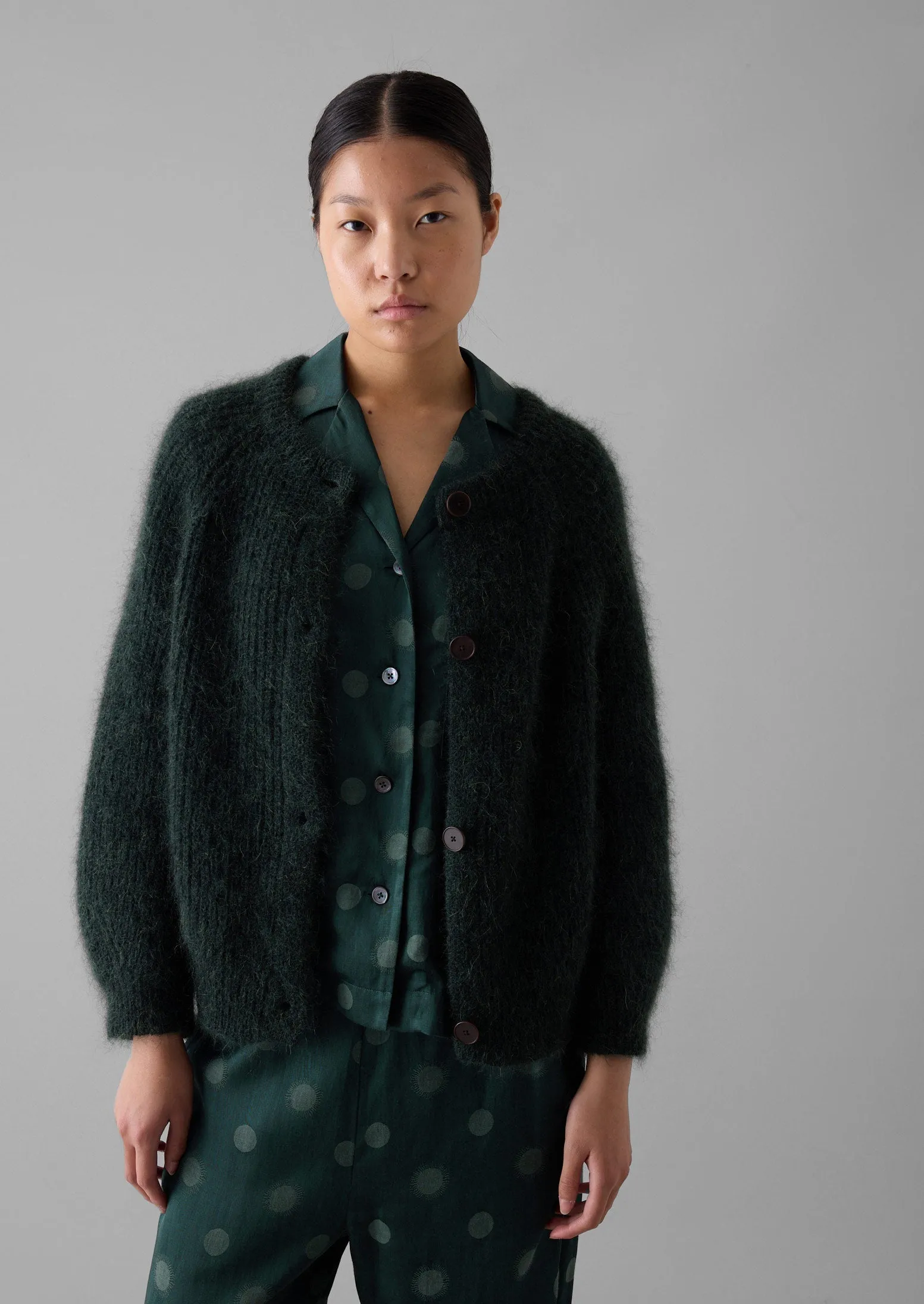 Ribbed Mohair Blend Cardigan | Deep Forest sold by TOAST product image thumbnail 2