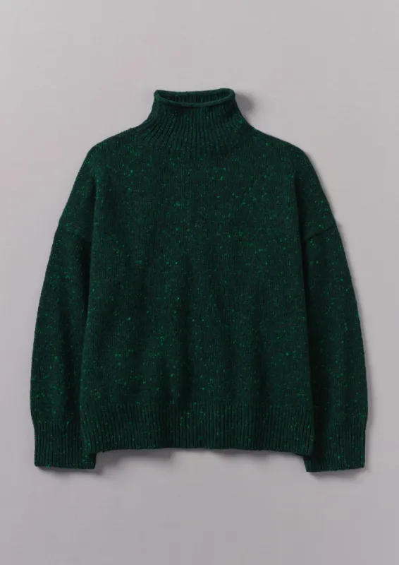 Flecky Wool Cashmere High Neck Sweater | Emerald sold by TOAST