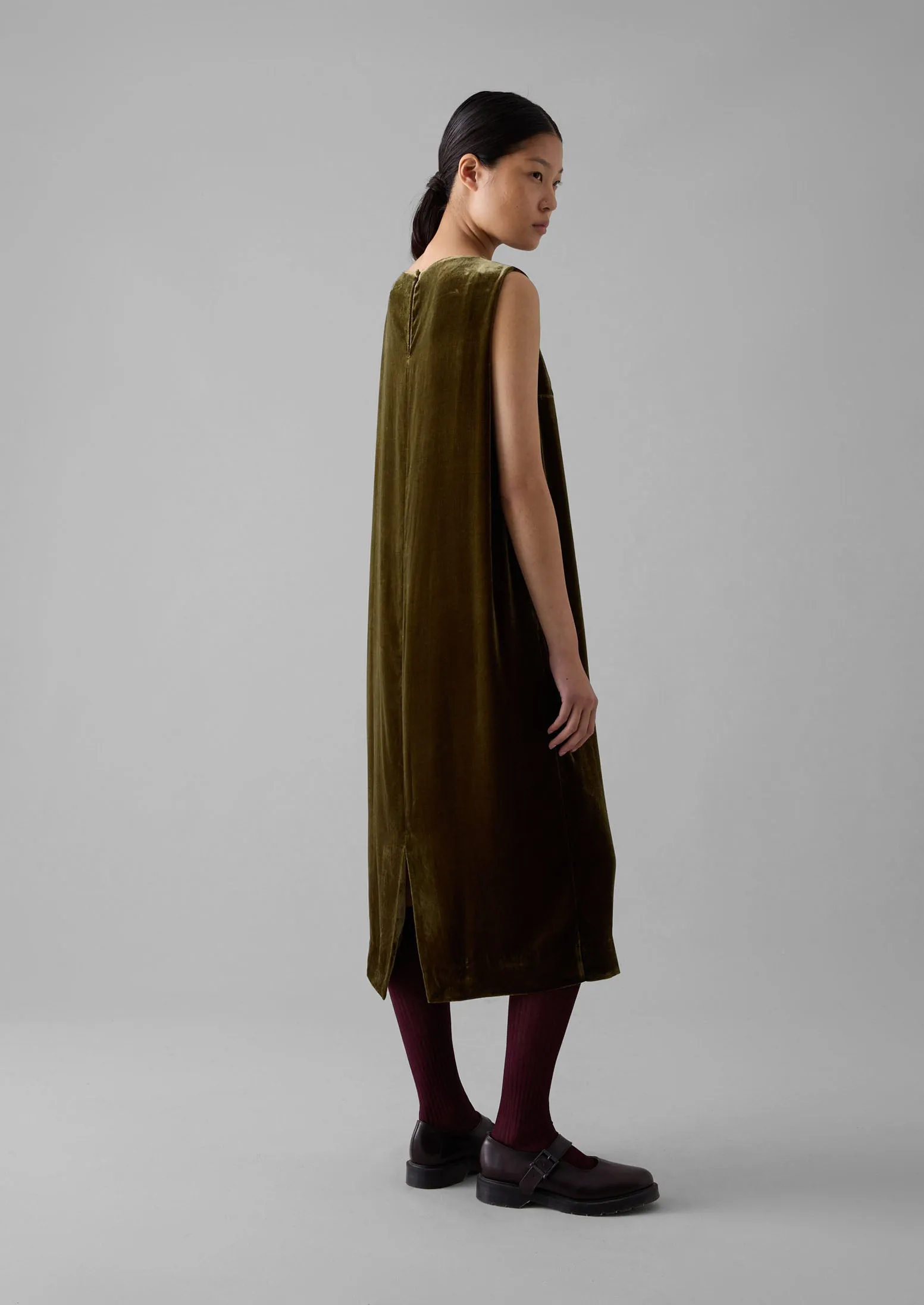 Fluid Silk Velvet Dress | Rich Olive sold by TOAST product image thumbnail 5
