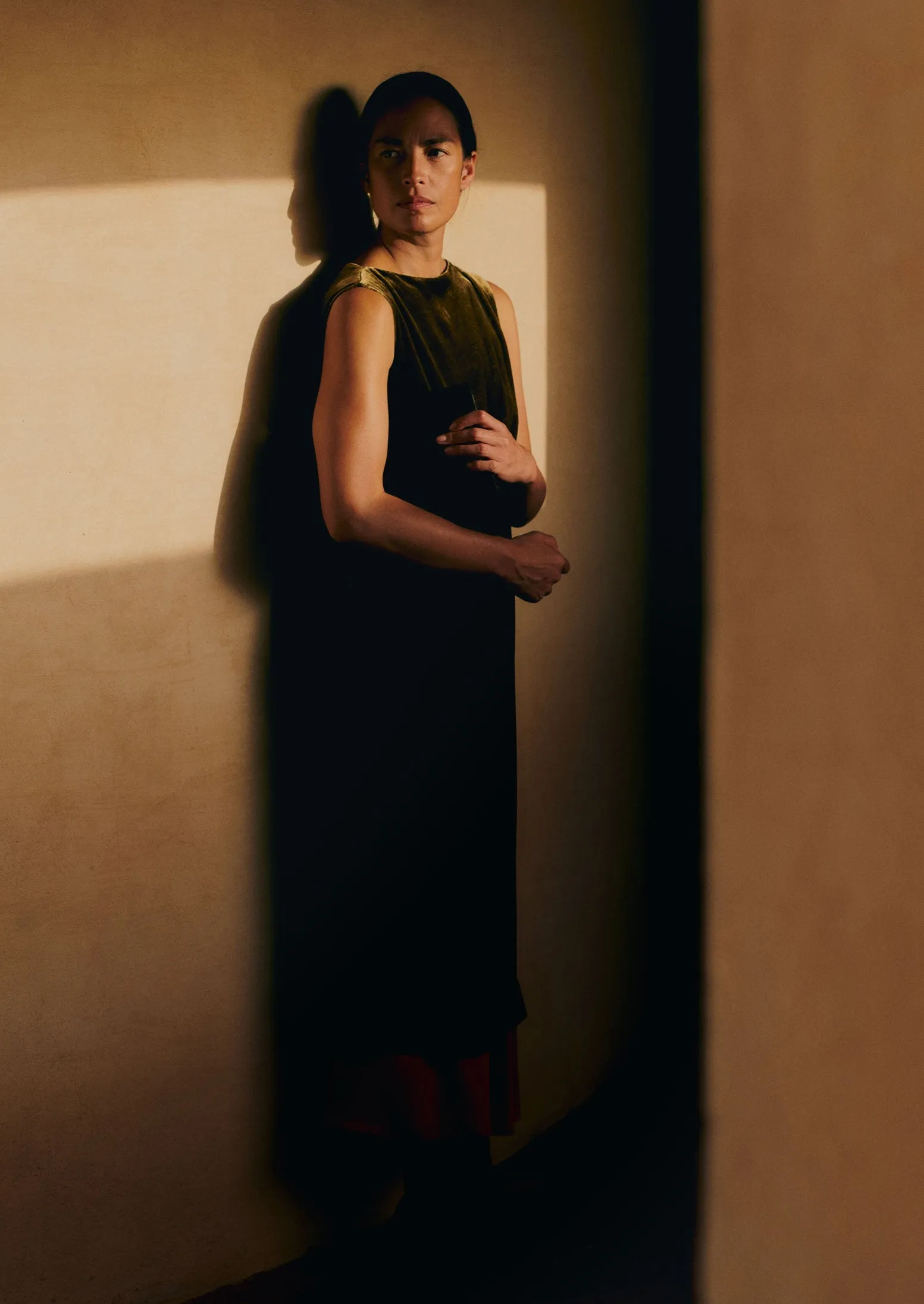 Fluid Silk Velvet Dress | Rich Olive sold by TOAST product image thumbnail 3