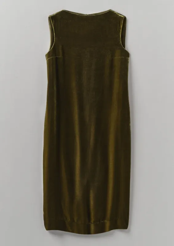 Fluid Silk Velvet Dress | Rich Olive sold by TOAST