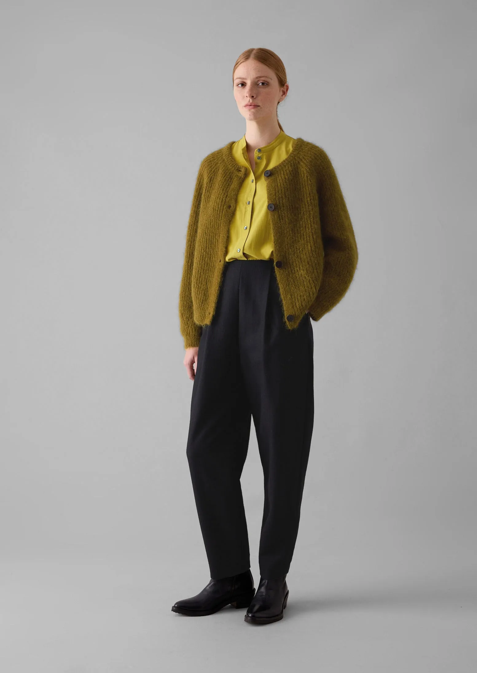 Ribbed Mohair Blend Cardigan | Old Gold sold by TOAST product image thumbnail 4