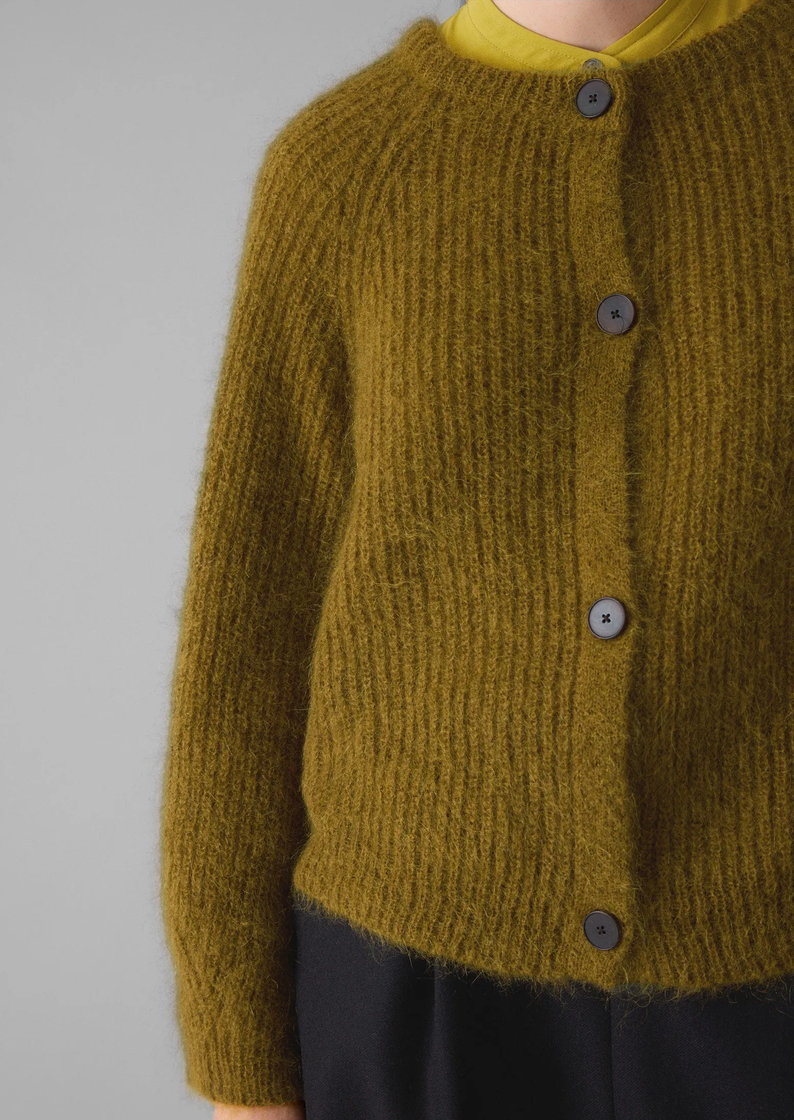 Ribbed Mohair Blend Cardigan | Old Gold sold by TOAST product image thumbnail 5