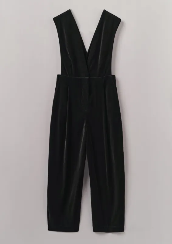 Cotton Velvet Pinafore Jumpsuit | Brown Slate sold by TOAST