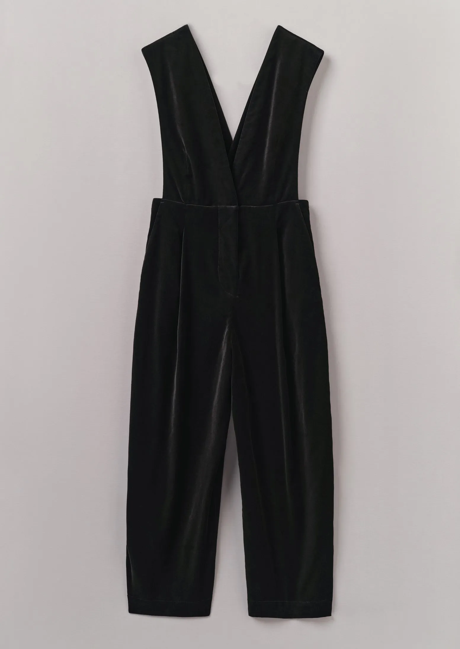 Cotton Velvet Pinafore Jumpsuit | Brown Slate sold by TOAST
