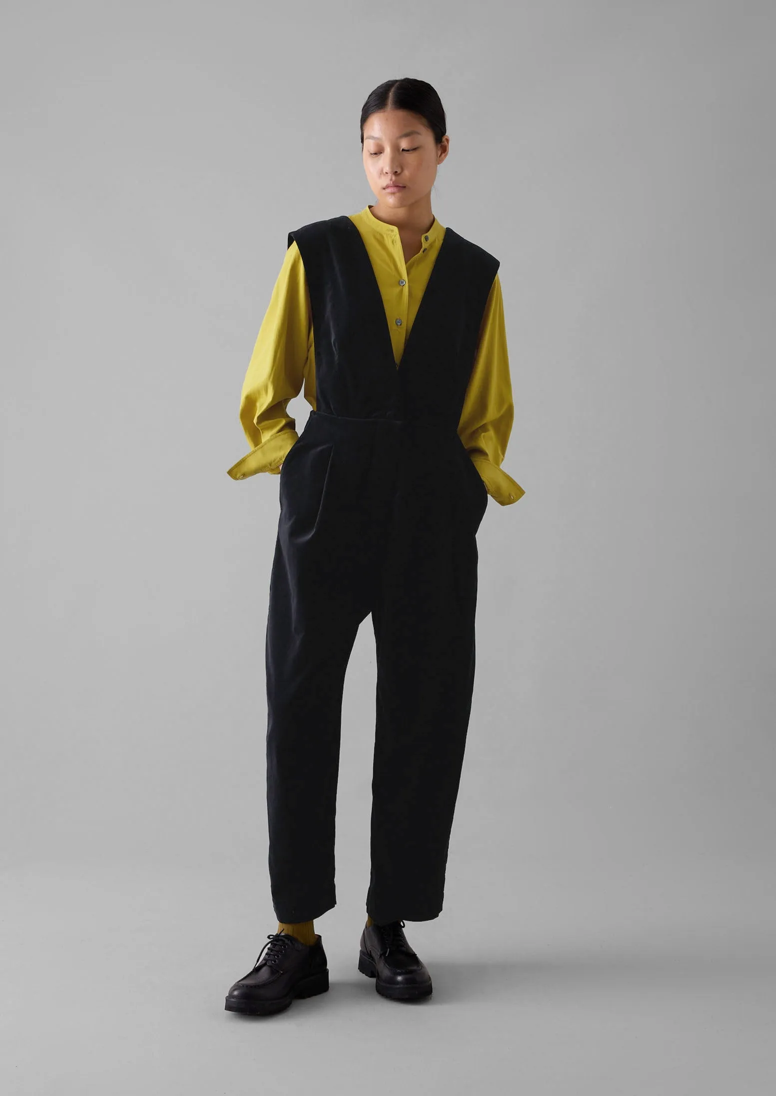 Cotton Velvet Pinafore Jumpsuit | Brown Slate sold by TOAST product image thumbnail 5