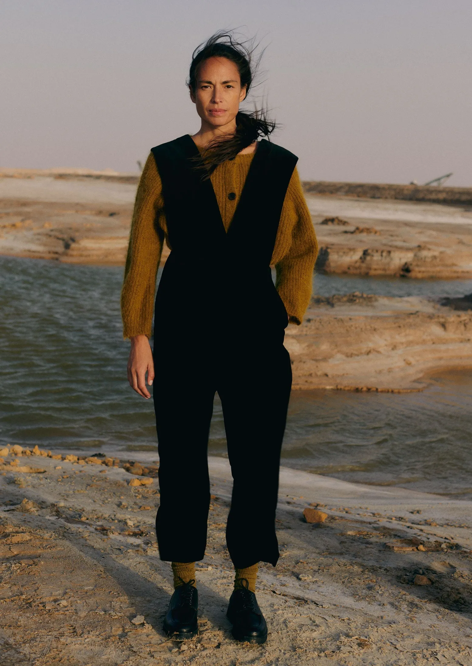 Cotton Velvet Pinafore Jumpsuit | Brown Slate sold by TOAST product image thumbnail 2