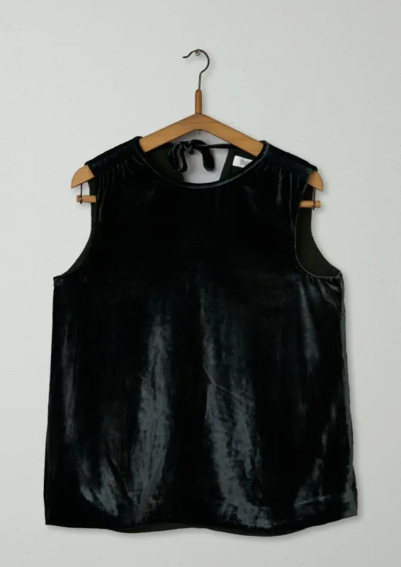Reworn Silk Velvet Sleeveless Top Size 10 (269) | Black Olive sold by TOAST