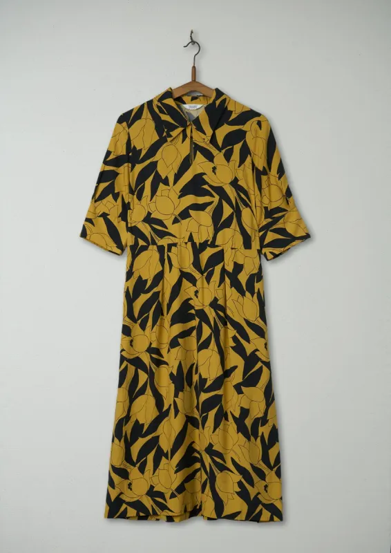 Reworn Floral Print Silk Dress Size 10 (576) | Multi made by TOAST