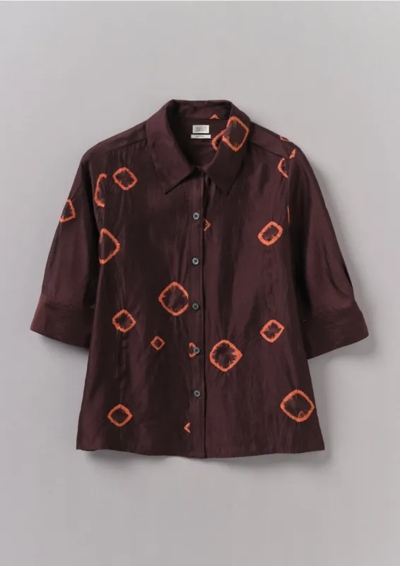 Gia Hand Bandhini Silk Shirt | Bordeaux/Red Carnelian sold by TOAST