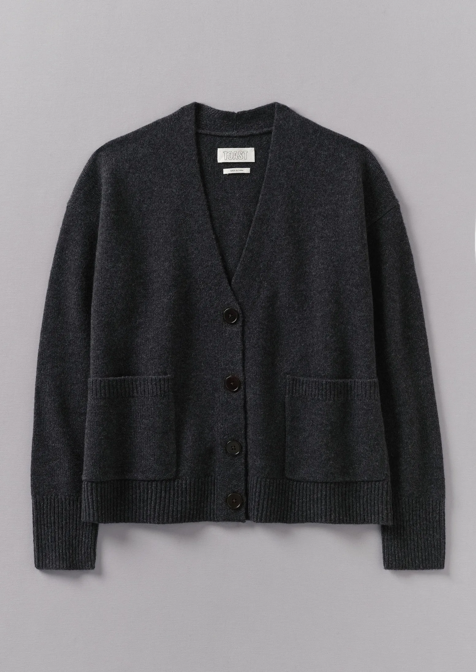 Ffion Wool Cashmere Boxy Cardigan | Charcoal sold by TOAST